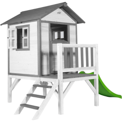 cabane en bois Sunny Lodge sur pilotis avec toboggan pour enfant