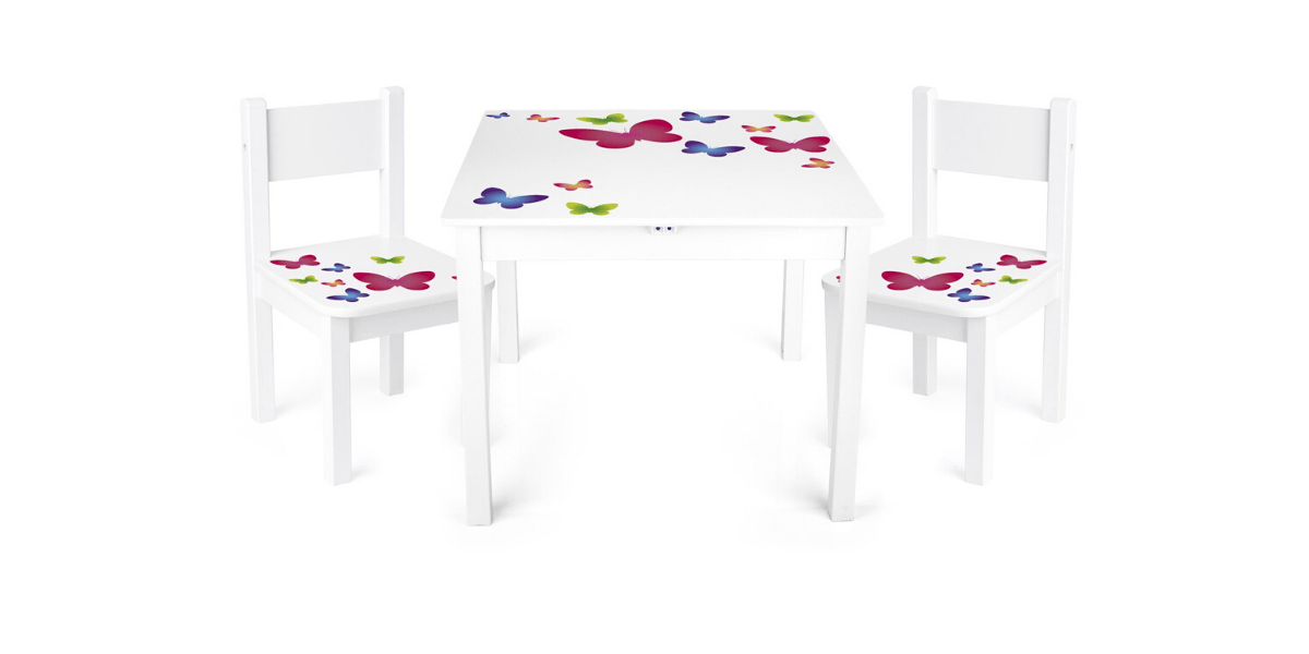 table-blanche-papillon-enfant-marque-leomark