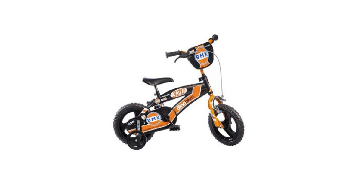 vélo enfant 12 pouces orange et noir marque Dinobikes